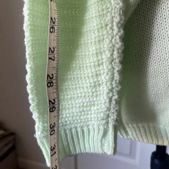 NWOT- Light Green Cable-Knit Open Cardigan - Picture 5 of 6